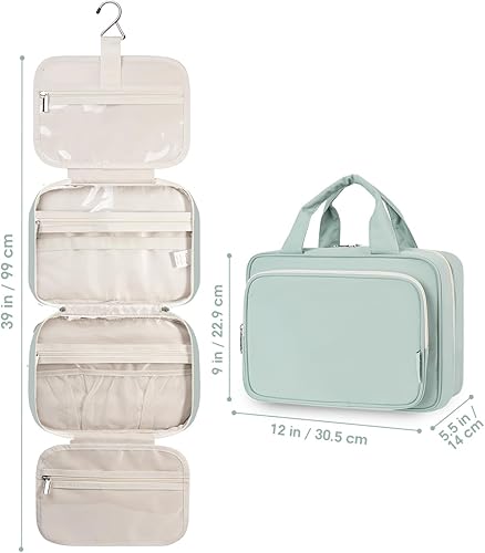 Miniatura 9 de Narwey Neceser colgante para mujer, bolsa de artículos de tocador para viaje, tamaño esencial, accesorios, A-verde menta, Large (4