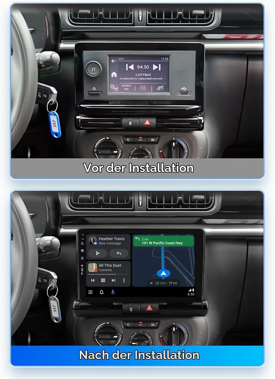 [4+64G]Android 16 2 Din Radio con navigazione per Citroen C3/C3 Aircross 2017-2023 -[Integrato CarPlay/Android Auto/DSP/GPS/Bluetooth 5.0/MirrorLink/Controllo del volante]-IPS 9" Touch