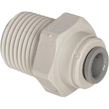 John Guest Acetal Copolymer Tube Fitting, Straight Adaptor, 1/4" Tube OD x 1/4" NPTF Male Pack of 10