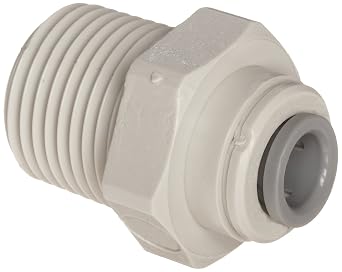 John Guest Acetal Copolymer Tube Fitting, Straight Adaptor, 3/8" Tube OD x 3/8" NPTF Male Pack of 10