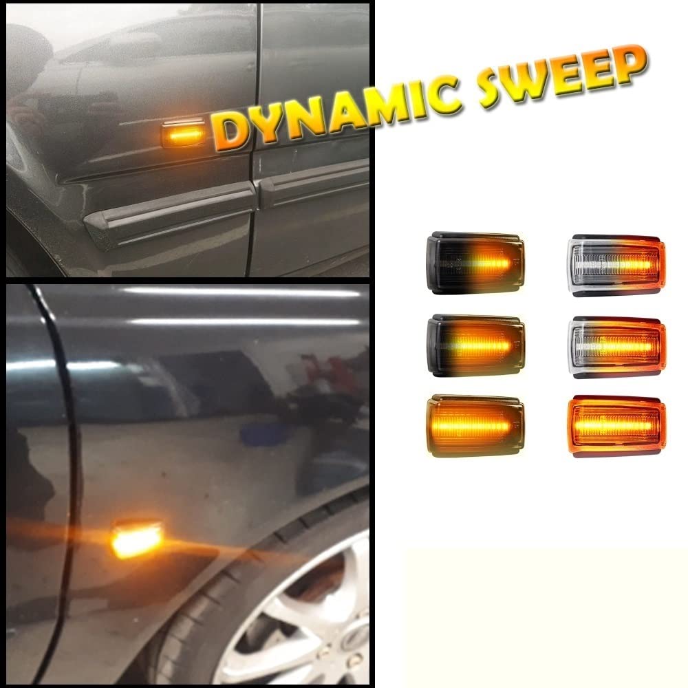 indicatori specchio laterale 2Pcs Dinamico Ambra LED Indicatore Laterale Blinker Indicatori Di Direzione Per Volvo V40 V70 S40 850 240 740 C70 940 S70 S90 960 Indicatore Di Direzione(Smoke LENS)