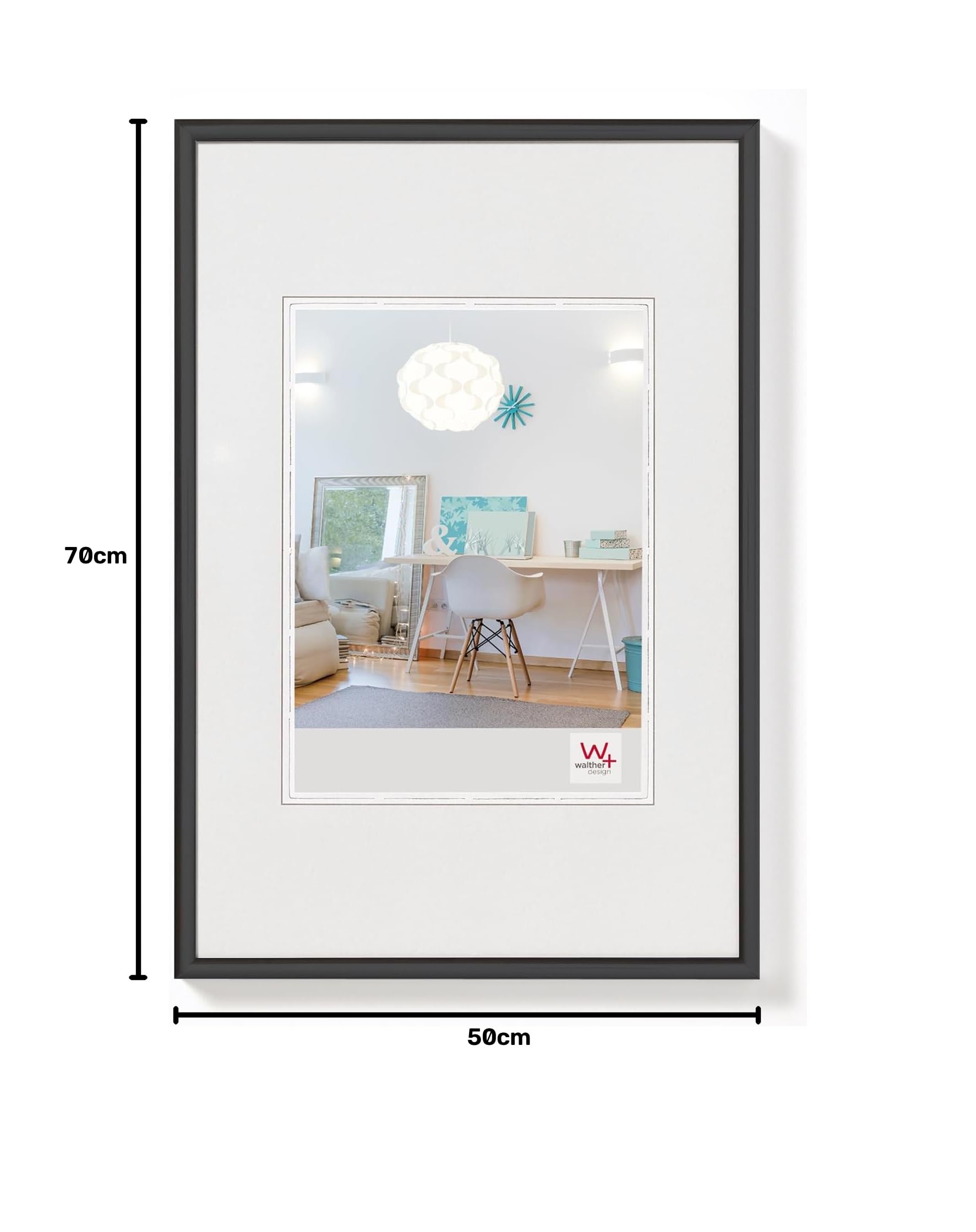 walther design Bilderrahmen schwarz 50 x 70 cm New Lifestyle Kunststoffrahmen KV070B – Ansicht 6