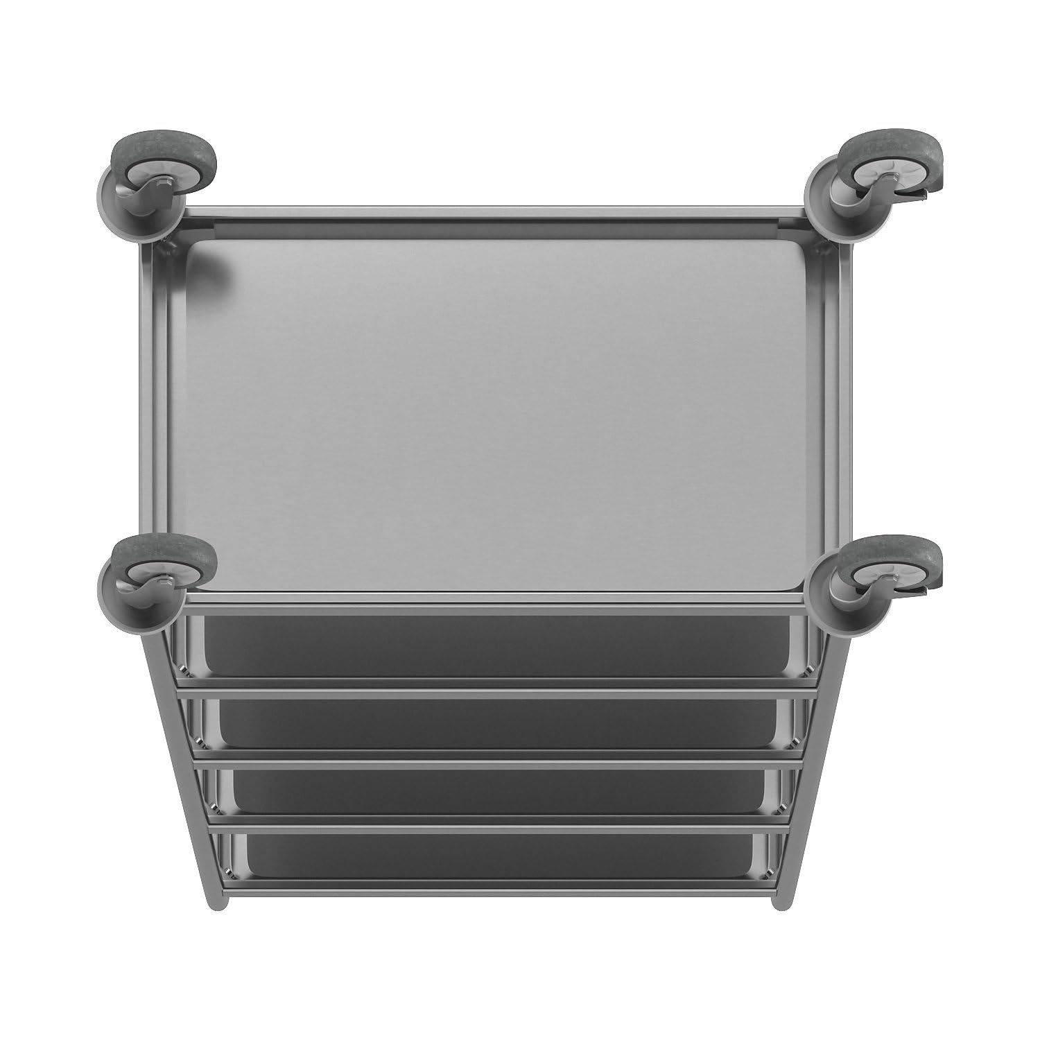 eurokraft basic | Carrello di servizio in acciaio inox | 5 ripiani, lungh x largh x alt 705 x 405 x 1300 mm