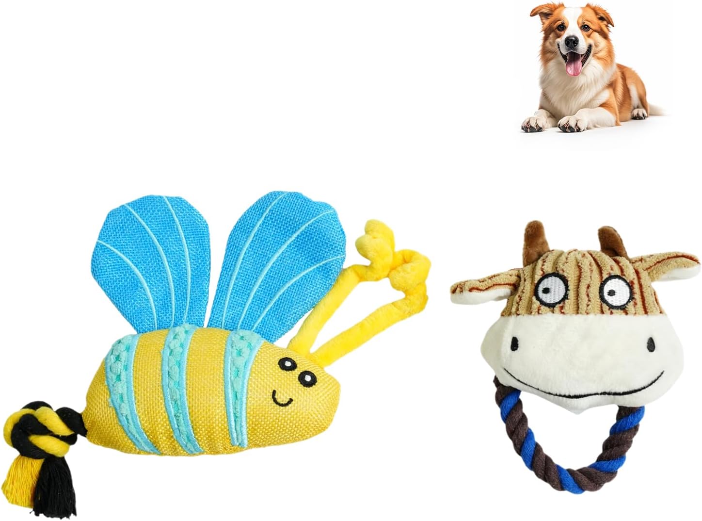 Juguetes para Perros Bzonsmart 2 Piezas, Suaves y Sonoros para Perros Pequeños y Medianos