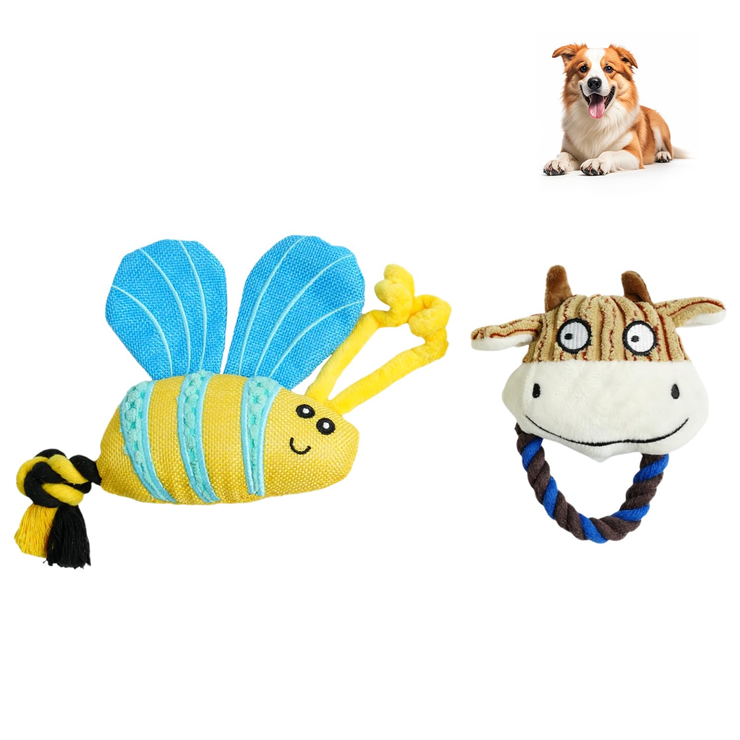 Bzonsmart 2 Pcs Dog Toys Squeaky Plush Dog Toys for Puppy Small Medium Dogs Cute Soft Stuffed Puppy