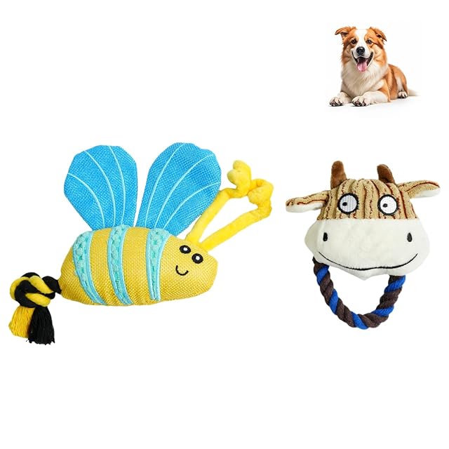 Bzonsmart 2 Pcs Dog Toys Squeaky Plush Dog Toys for Puppy Small Medium Dogs Cute Soft Stuffed Puppy