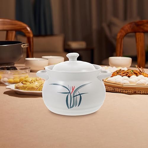 Miniatura 7 de Hemoton Cacerola de cerámica de 2 litros, color blanco, 577.27 pulgadas, capacidad de 2 litros, 8.66 x 6.7 x 6.7 pulgadas, antiadherente, apta para