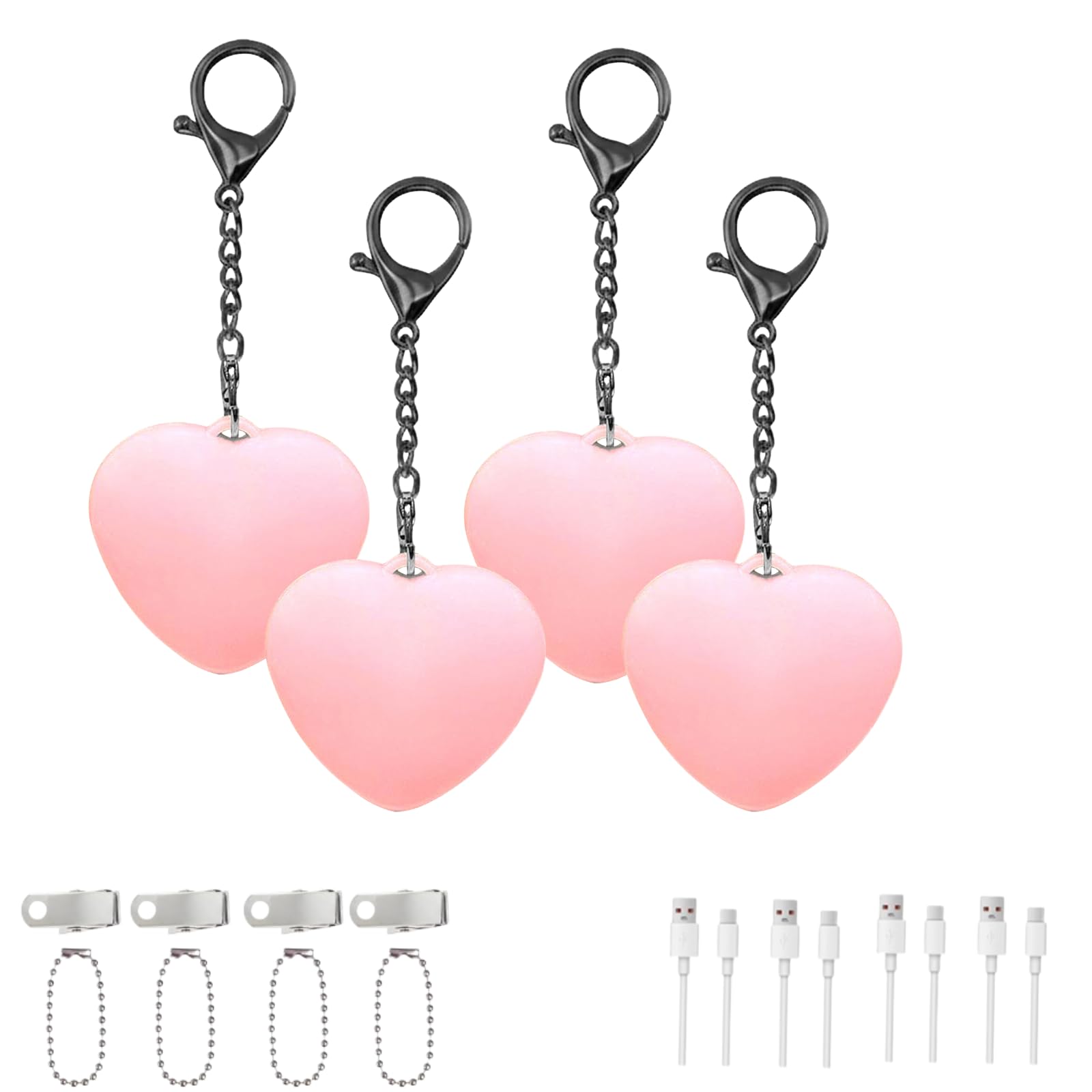 Hi-Y2kgirls Women's 4Pcs-Pink 4Pcs Purse Glow Heart Light, Love Keychain Handbag Light With Led Automatic Sensor And Motion Activation, Rechargeable Heart Shaped Purse Lamp For Girls Mother Friends (4Pcs-Pink)