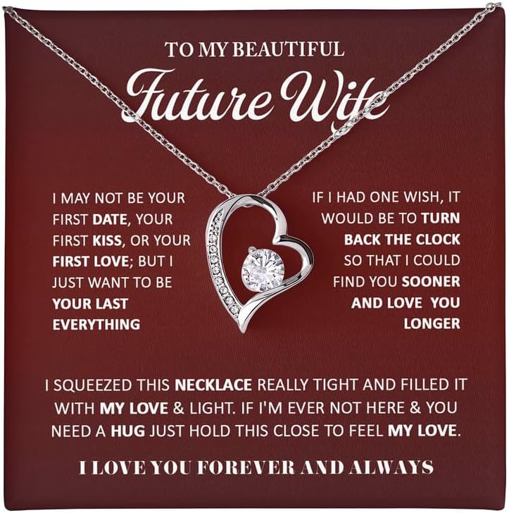 To My Future Wife Necklace From Husband, Necklace For My Wife With Love Letter, Birthday, Christmas, Valentine Gifts For Girlfriend Message Card