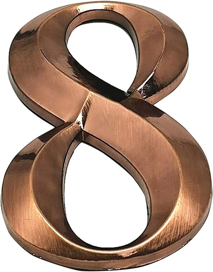 Zayookey Modern Door Address Number 3D Self Adhesive Sticker House Number ABS Electroplated Bronze Plastic Mailbox Numbers for Apartments Hotel Room (Door Number 8)