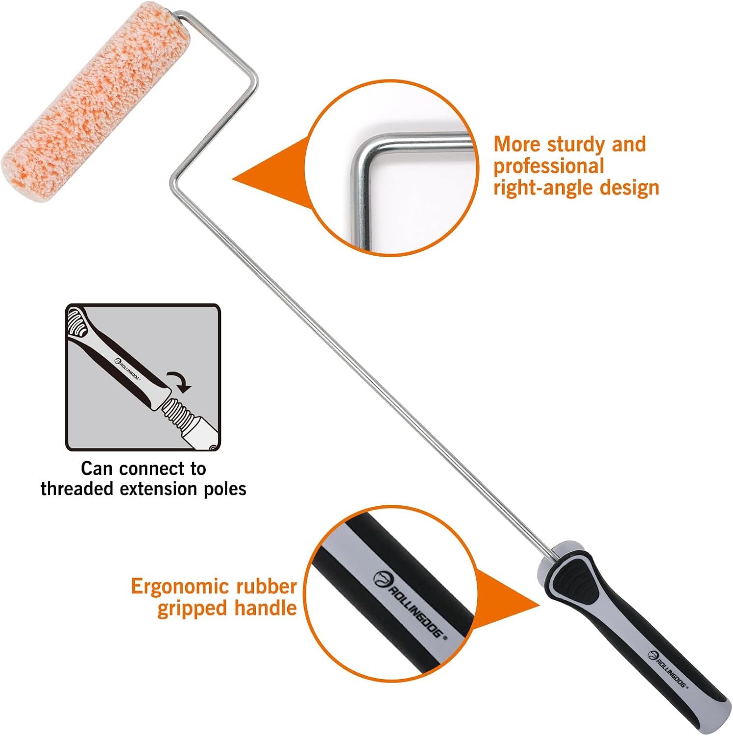 ROLLINGDOG 6 inch Long Paint Roller | Microfiber Rollers for Painting Walls and Ceilings, for Smooth to semi Smooth Surfaces