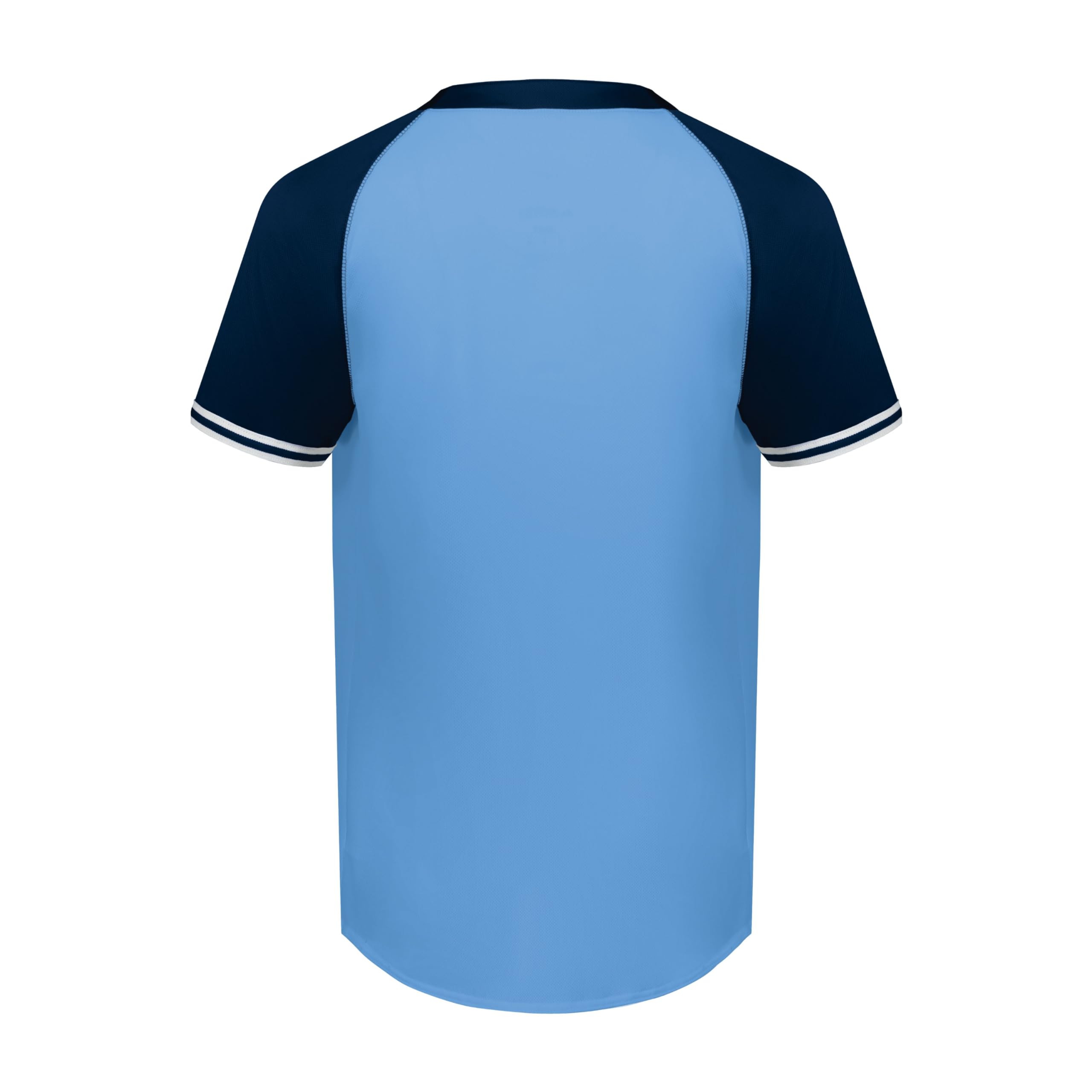 Augusta Sportswear Boys Cutter+ Henley Jersey, Columbia Blue/Navy, Medium