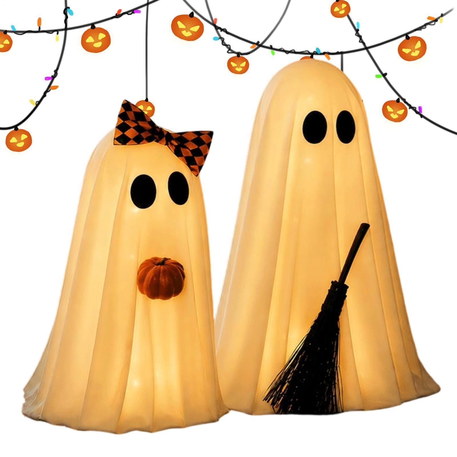 Straszne Dekoracje Na Halloween Zabawne Figurki Strasznych Duchów LED | dwuczęściowe straszne ozdoby na biurko na Halloween Do Wewnątrz I Na Zewnątrz, Sypialni, Kominka, Parapetu, Półki, Przyjęć