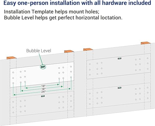 Vista 69 de FLEXIMOUNTS Estantería de pared de garaje, 1 x 4 pies, incluye 6 ganchos para bicicleta, sistema de organización de garaje con ganchos para Negro