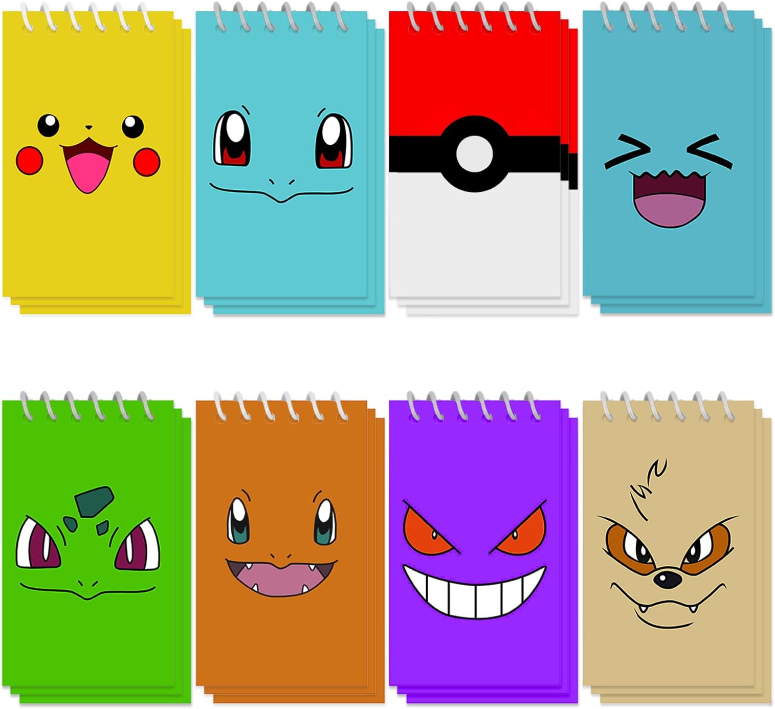 24 Pieces Mini Note Pads Cartoon Themed Party Favor as Pocket Monster Theme Notepads Spiral Pocket Notepads Birthday Teacher Classroom Rewards Supplies for Kids Party Goody Bags Stuffers, 2.36 x 3.94 Inches Unknown Binding
