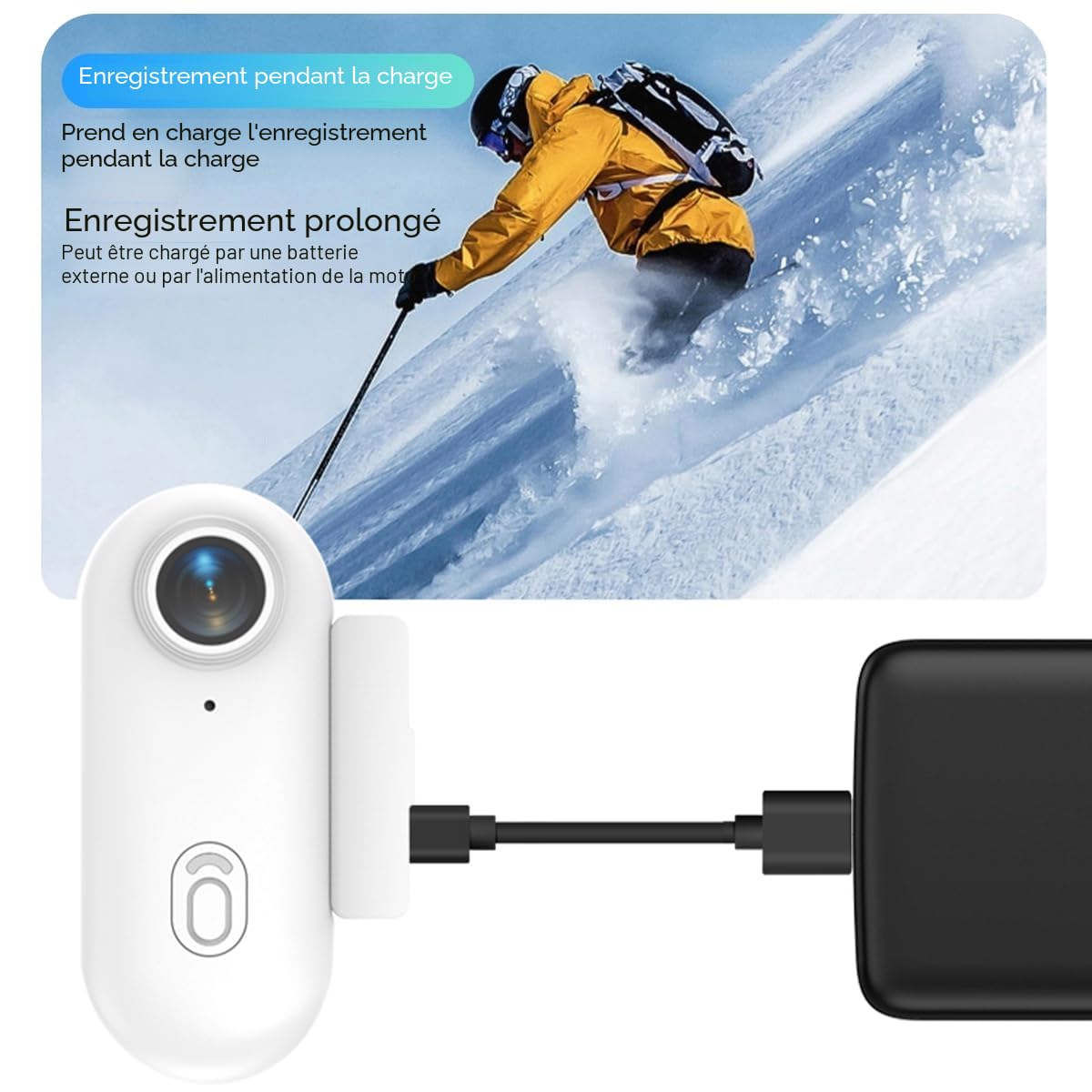 Winnes Mini Camera Sport 1080P WiFi Caméra Vlog Objectif Grand Angle de 120°,Thumb Camera Action IP68 Étanche à 30M,Batterie 800 mAh Convient pour Vélo,Ski,Plongée,Animaux
