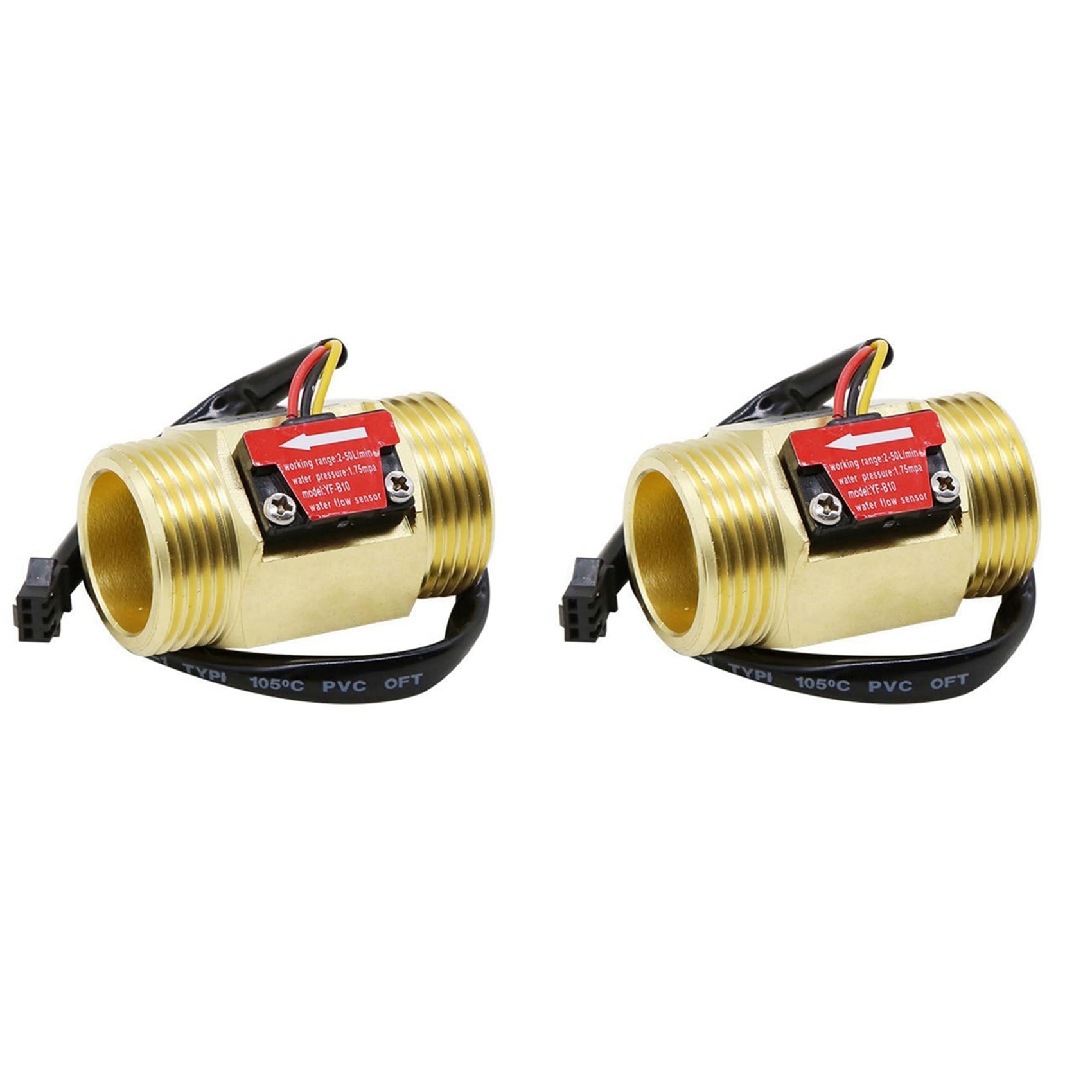 Jnchdghwa As Shown 2X Water Sensor Hall Meter 1 Inch External Wire Copper Water Sensor Turbine Meter