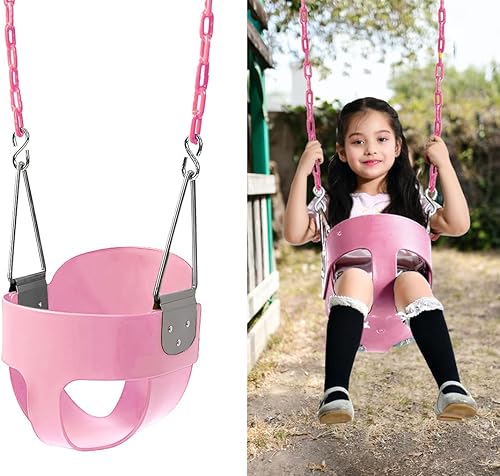Miniatura 4 de Asiento de columpio para niños pequeños con respaldo alto 59 con cadenas revestidas de plástico resistente, totalmente montado para accesorios de