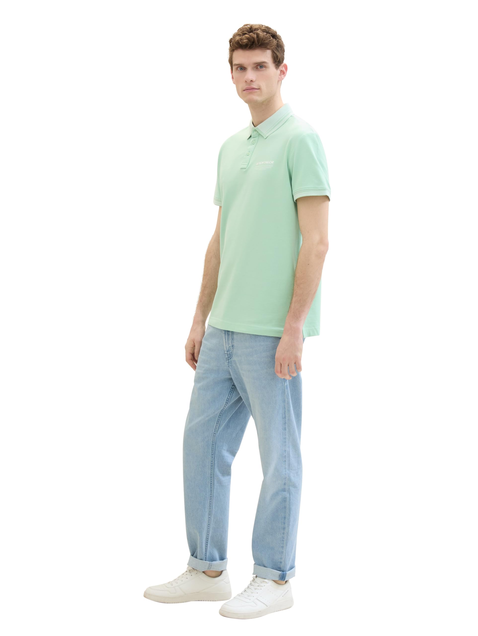 TOM TAILOR Herren Basic Piqué Poloshirt mit Logo-Print , paradise mint, L – Ansicht 6