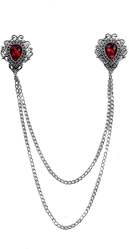 ROFARSO Elegancia vintage Broche de cadena con doble diamantes de imitación con cuello de lágrima de ROFARSO