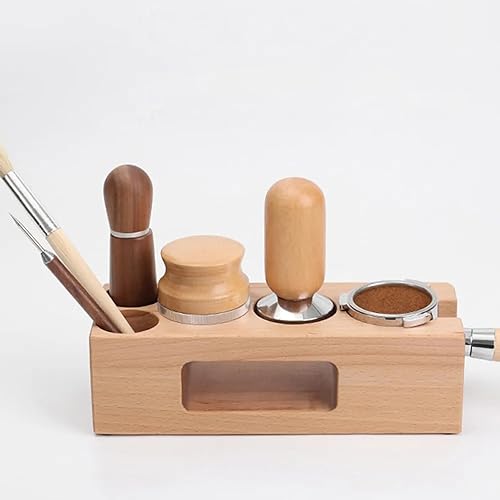 Miniatura 7 de NADEnVIE Tamping Station 515358mm Coffee Tamper Holder Filter Stand Wooden Filling Base Espresso Distributor Mat Rack Coffee Maker Tools Accessories