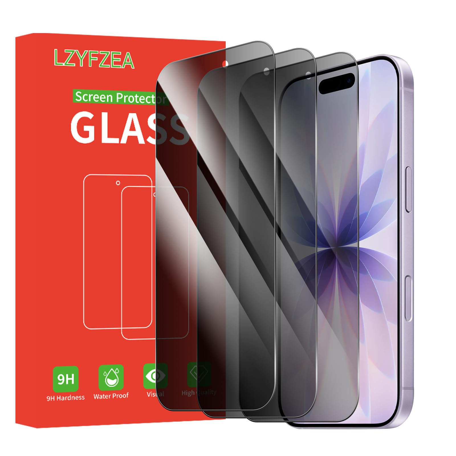 Prywatność Ochraniacz Ekranu dla iPhone 17 Pro, Antyszpiegowe Szkło Hartowane, Twardość 9H, Bez Pęcherzyków Powietrza, Oporne na Zarysowania, 3 Sztuki