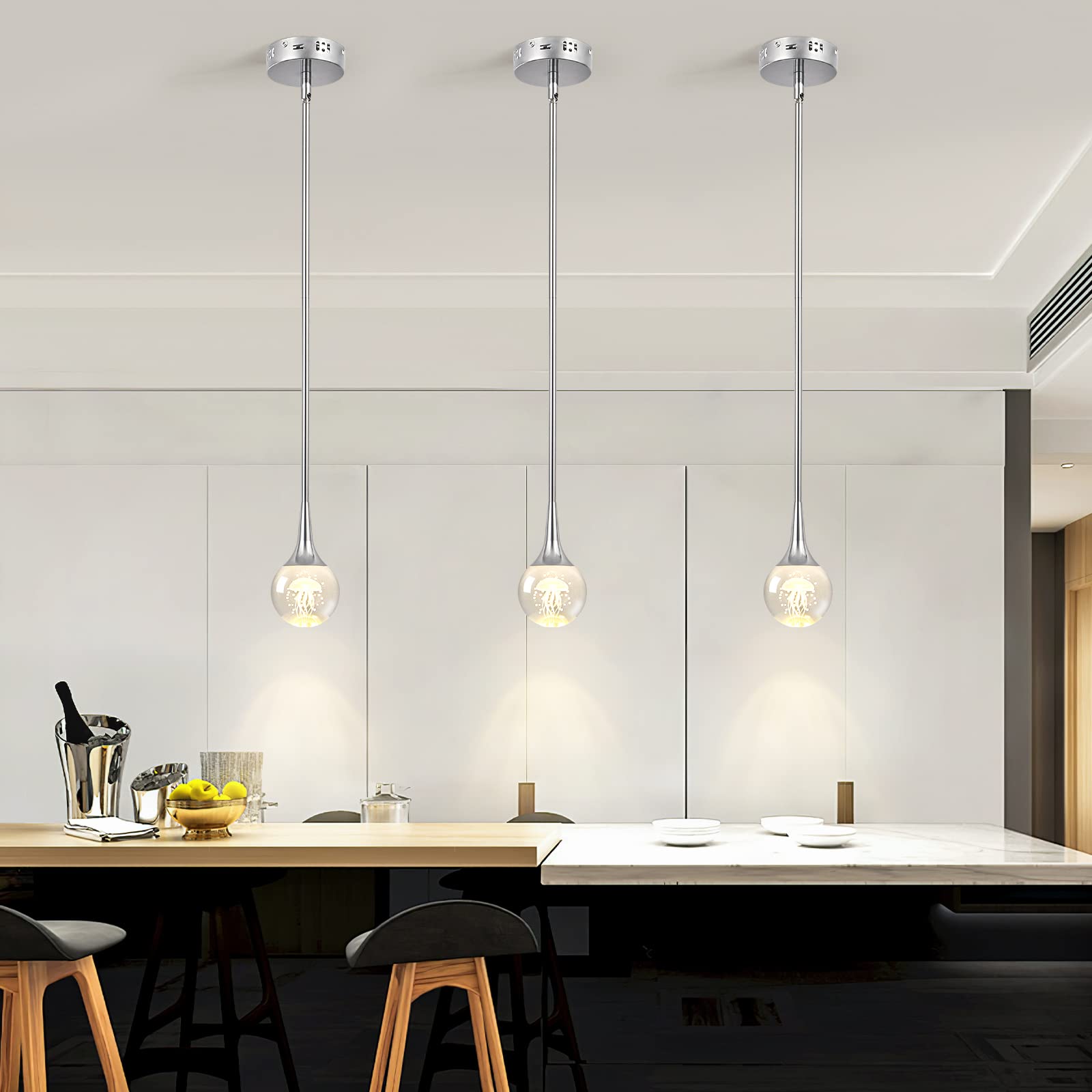 GEADI Modern Crystal Pendant Light, Adjustable LED Ceiling Chandelier — image 1