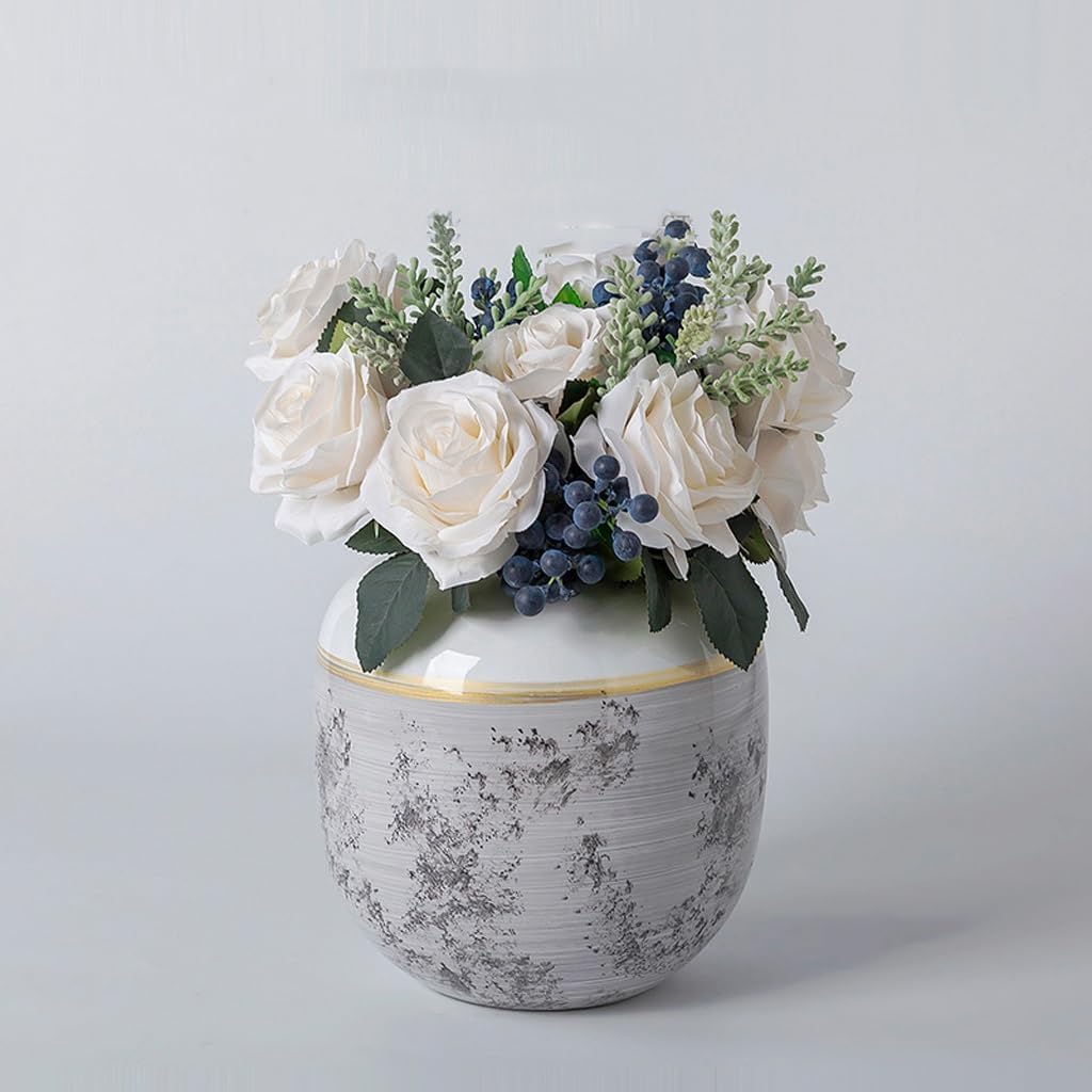 Vase Modern Creative Ceramic Flower Arranger Home Living Room Entrance Decoration Ornament Simple Countertop Vase Suitable for Dining and Living Room Home decoratio