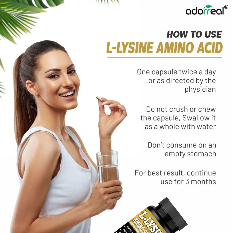 Adorreal L-Lysine Capsules | Essential Amino Acid | Nutritional Supplement | 60 Capsules 2