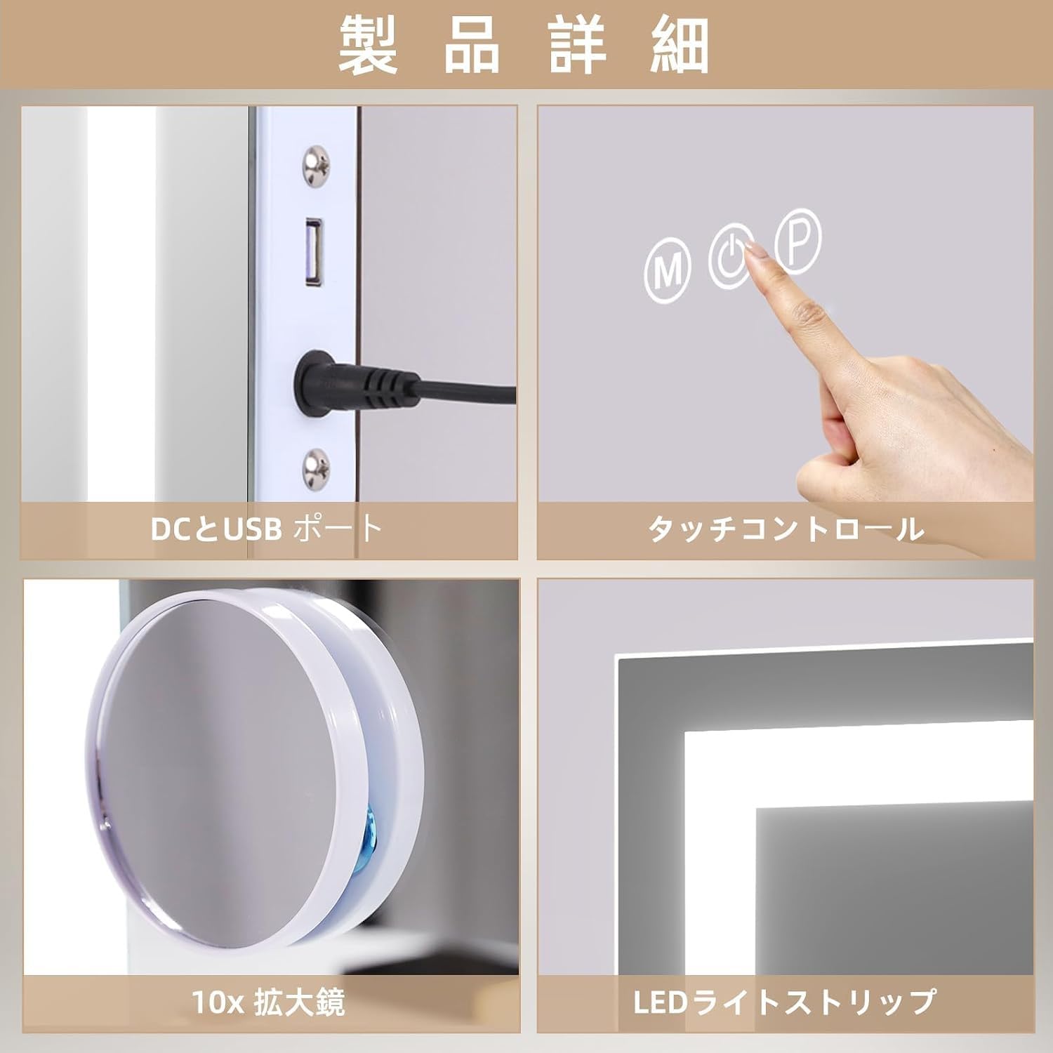 Amazon.co.jp: FENCHILIN 女優ミラー ハリウッドミラー 58x46cm 強化