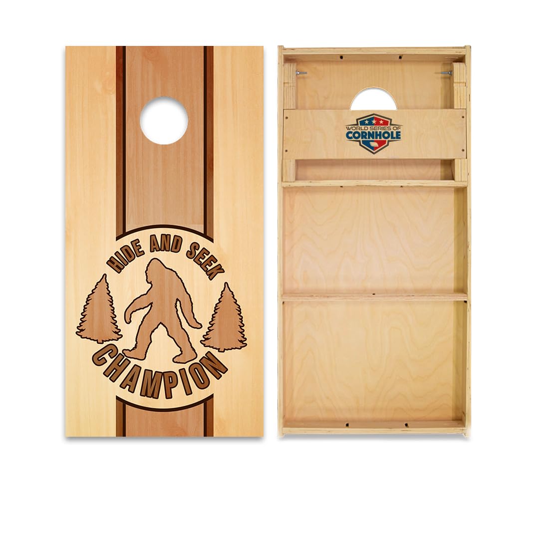 Skip's Garage Hide and Seek Sasquatch Cornhole Boards - WSOC Runway Series - Includes (2) Boards (NO Bags) + (2) Board Hole Lights