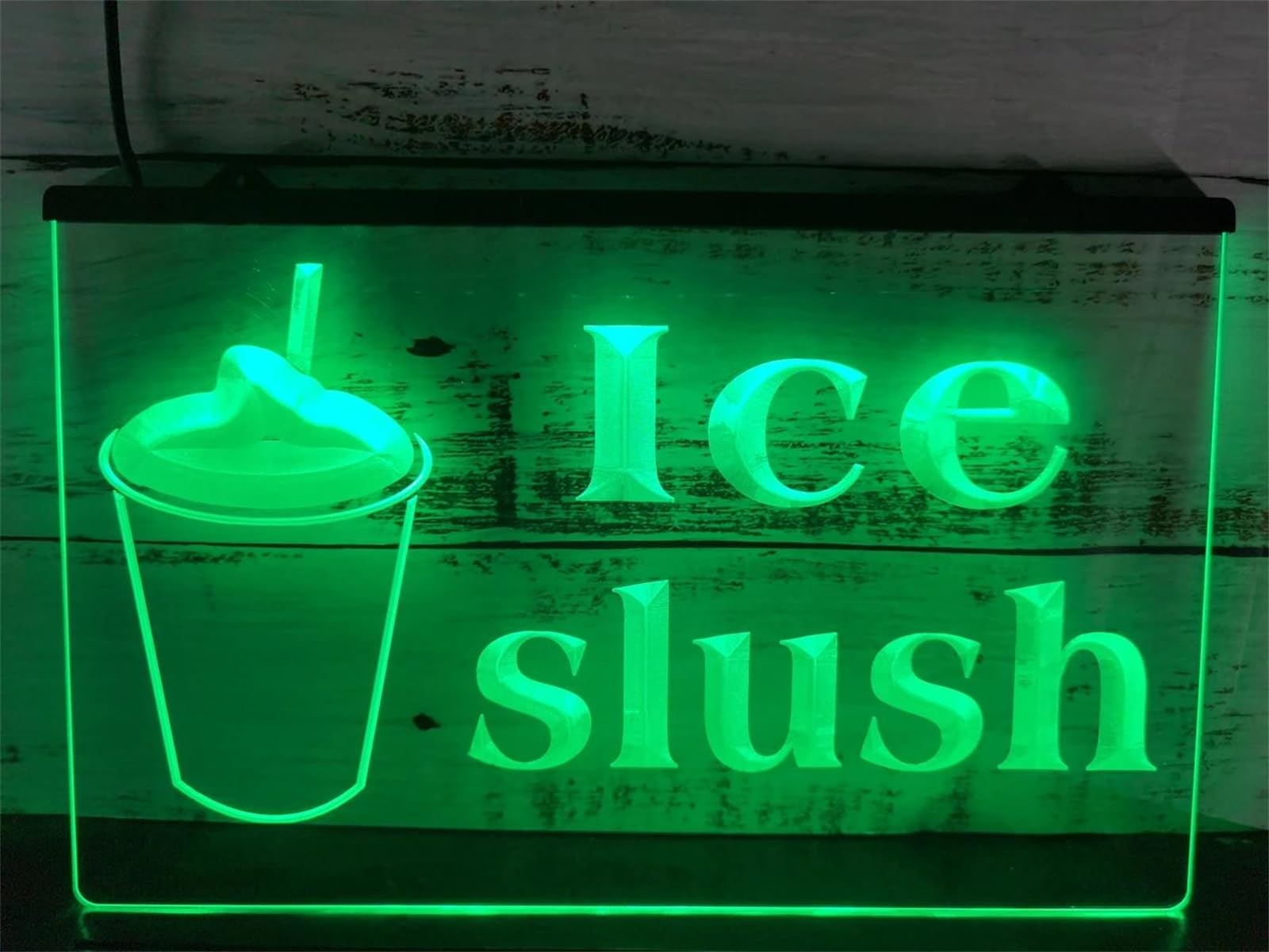 KEYQEEN Ice Slush Neon Sign, Drink Shop Party 24-Key Remote Control Dimming LED Neon Lights for Wall Decoration USB Luminous Signboard,60x40cm