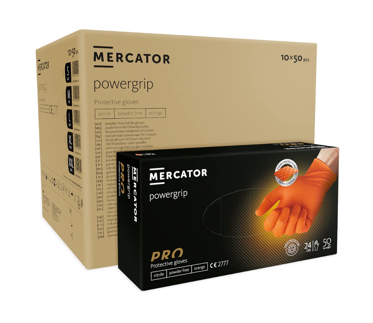 PowerGrip Lot de 500 gants de protection jetables en nitrile non poudrés sans latex 2-3 x plus épais texture diamant Taille M