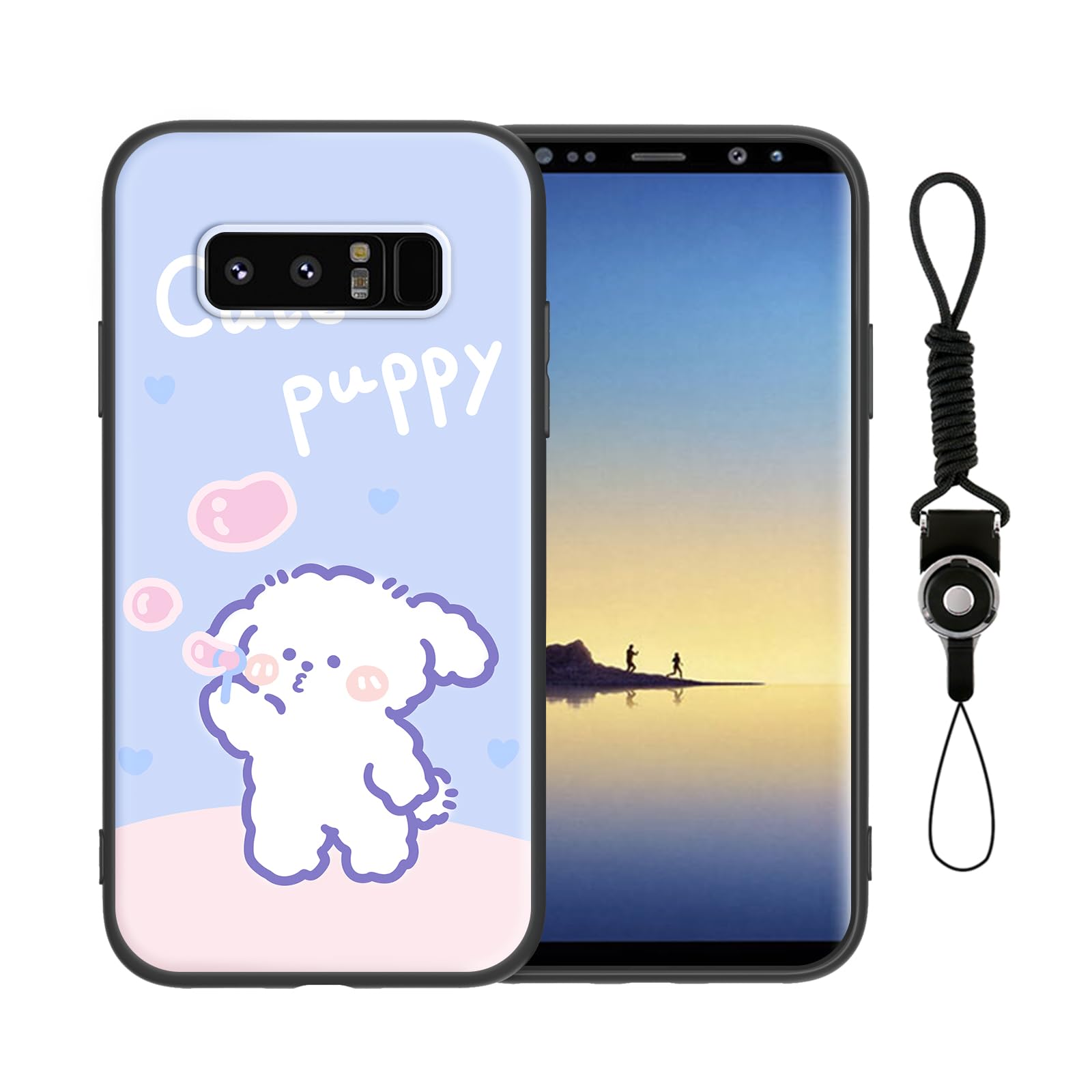 Nuouxoco for Samsung Galaxy Note 8 Case, for Galaxy Note 8 Cover Fun Cute Dog Design Cartoon Animal Style with Strap Lanyard Slim Soft TPU Bumper Shockproof Protective Phone Case - Cute Puppy