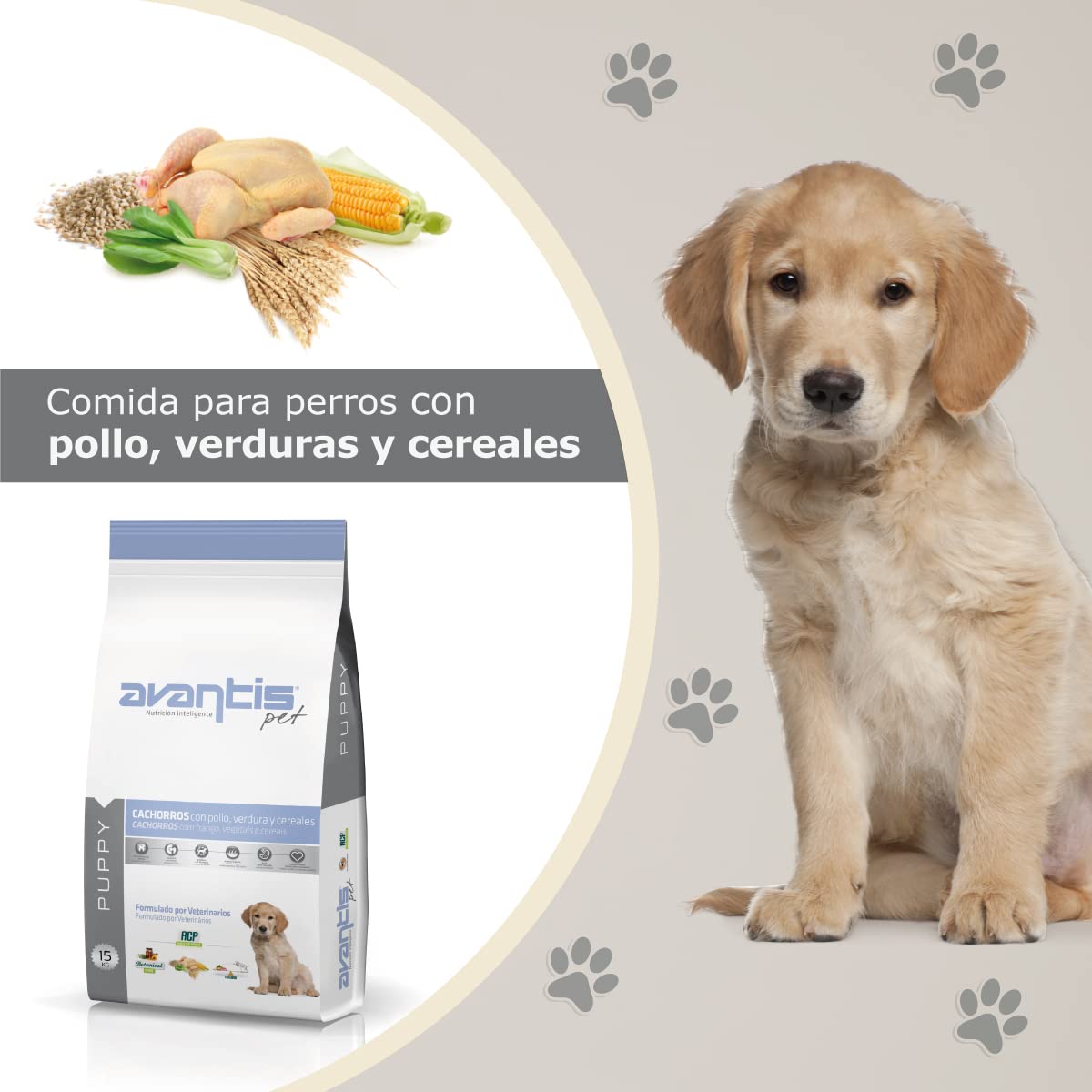 Avantis Pet Puppy Pollo y Arroz 15 kg – Pienso para Cachorros – Hierbas Naturales – Alta Digestibilidad – Todas Las Razas