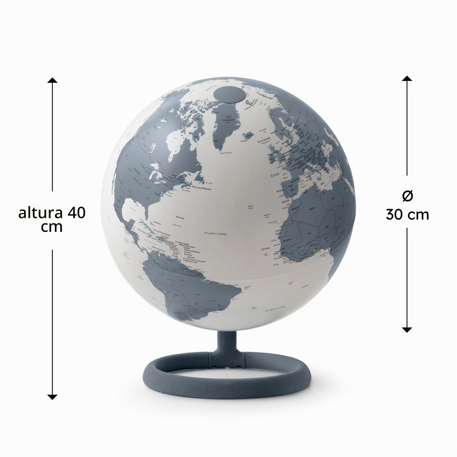 Tecnodidattica Atmosphere Evolve Velvet Pirite – Globo terráqueo de diseño escandinavo con lámpara de colores, cartografía política en inglés, diámetro 30 cm y fabricado en Italia