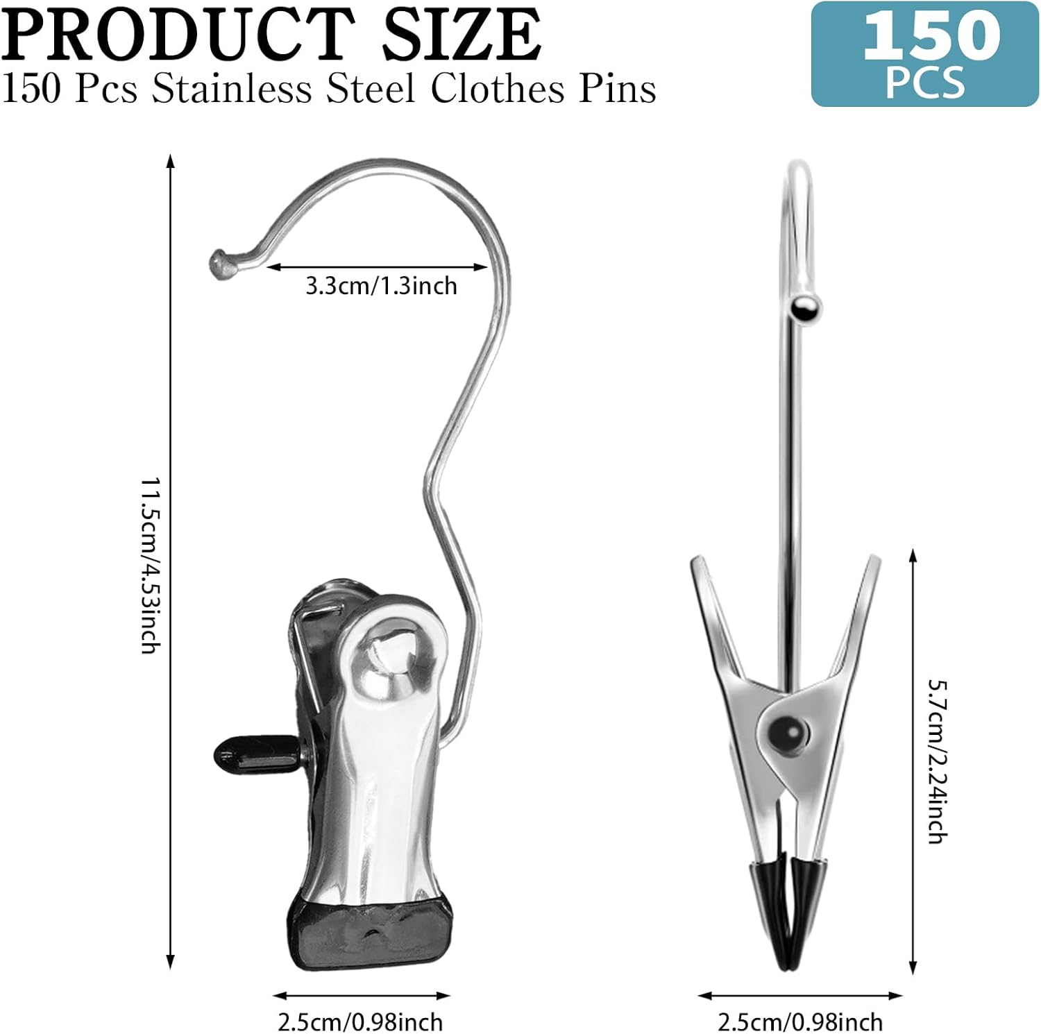 150 Pcs Boot Hangers Clips Bulk Black Portable Clip Hangers Hanging Stainless Steel Clothes Pins Laundry Hooks for Closet Travel Hats Towels Socks Pants Handbags