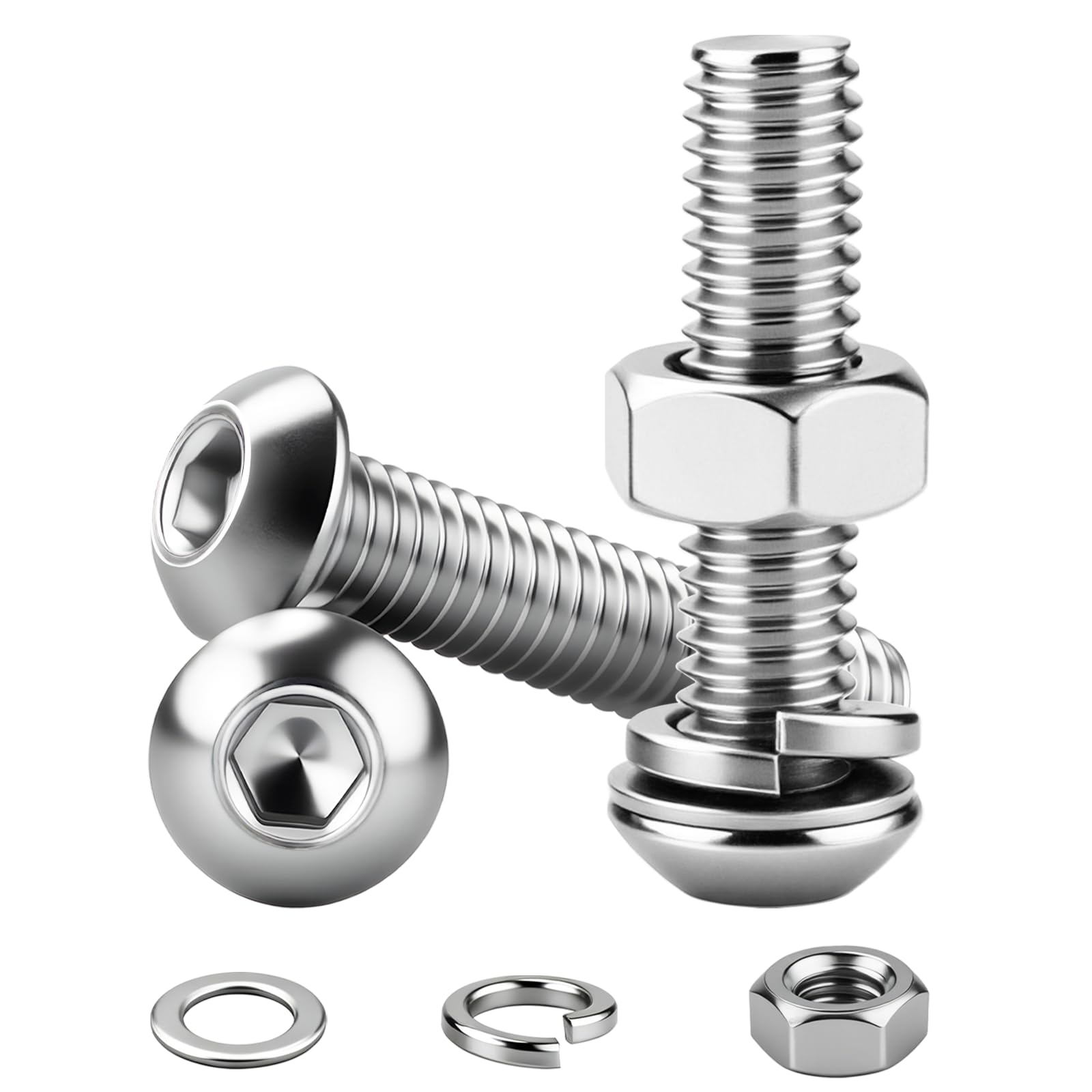 NZNSML M4 x 10mm Bolts and Nuts 40 Pcs Hex Socket Button Head Screws