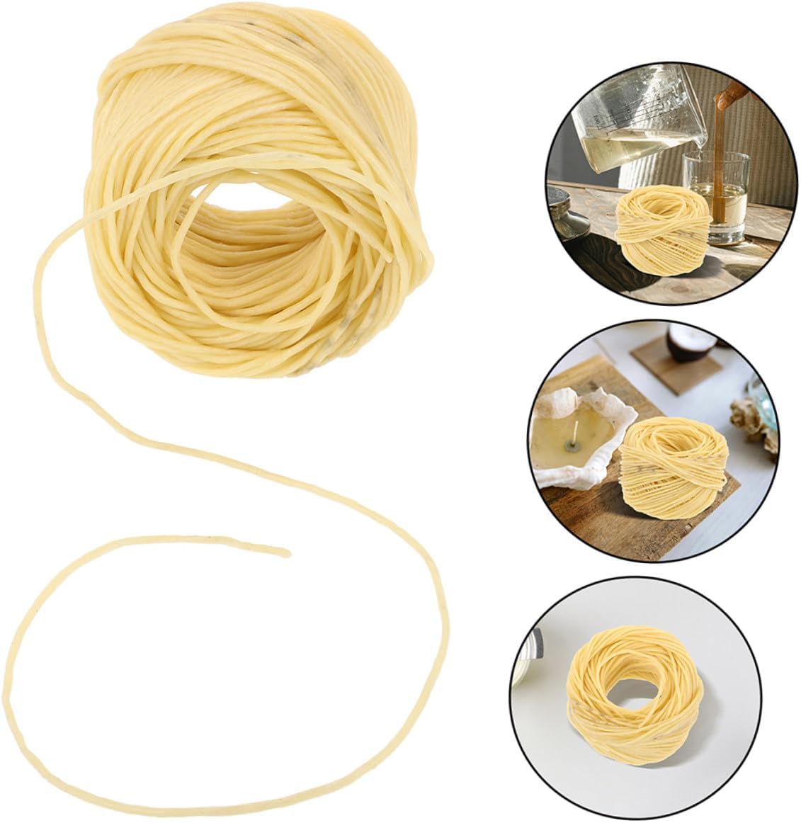 Flax Rope Candle Wicks 2mm Wide 30 Meters Long Spool for DIY Handmade Candle Making Natural Light Color Waxed Wick for Large Pillar and Container Crafting