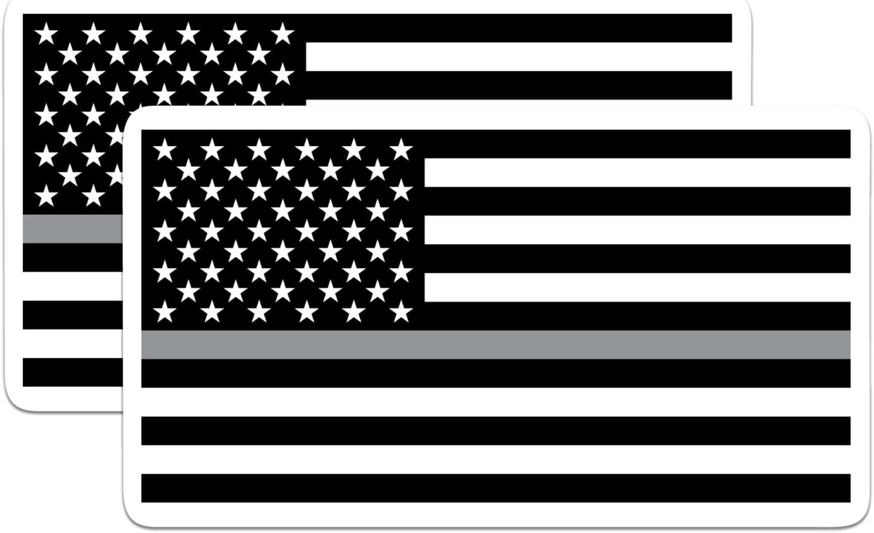 (2 Pack) Thin Grey Line American Flag Stickers - Corrections Officers - Corrections Flag 5 Inches On Longest Side - Premium Vinyl - for Cars, Trucks, Skateboards, Laptops - Made in USA - BMCS0690