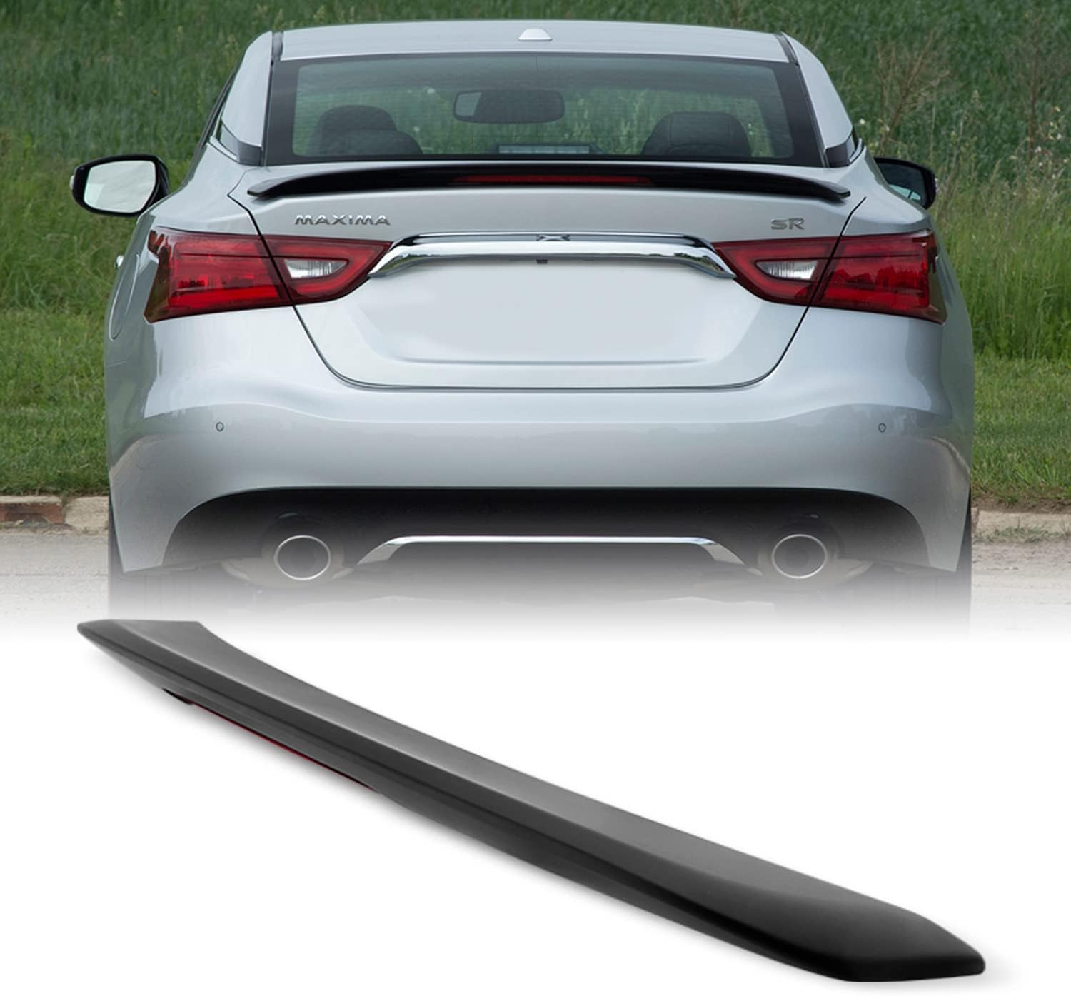 AKKON - For [Paintable Factory Style] 2016 Nissan Maxima Rear Trunk Lip Spoiler Wing W/LED Brake Light