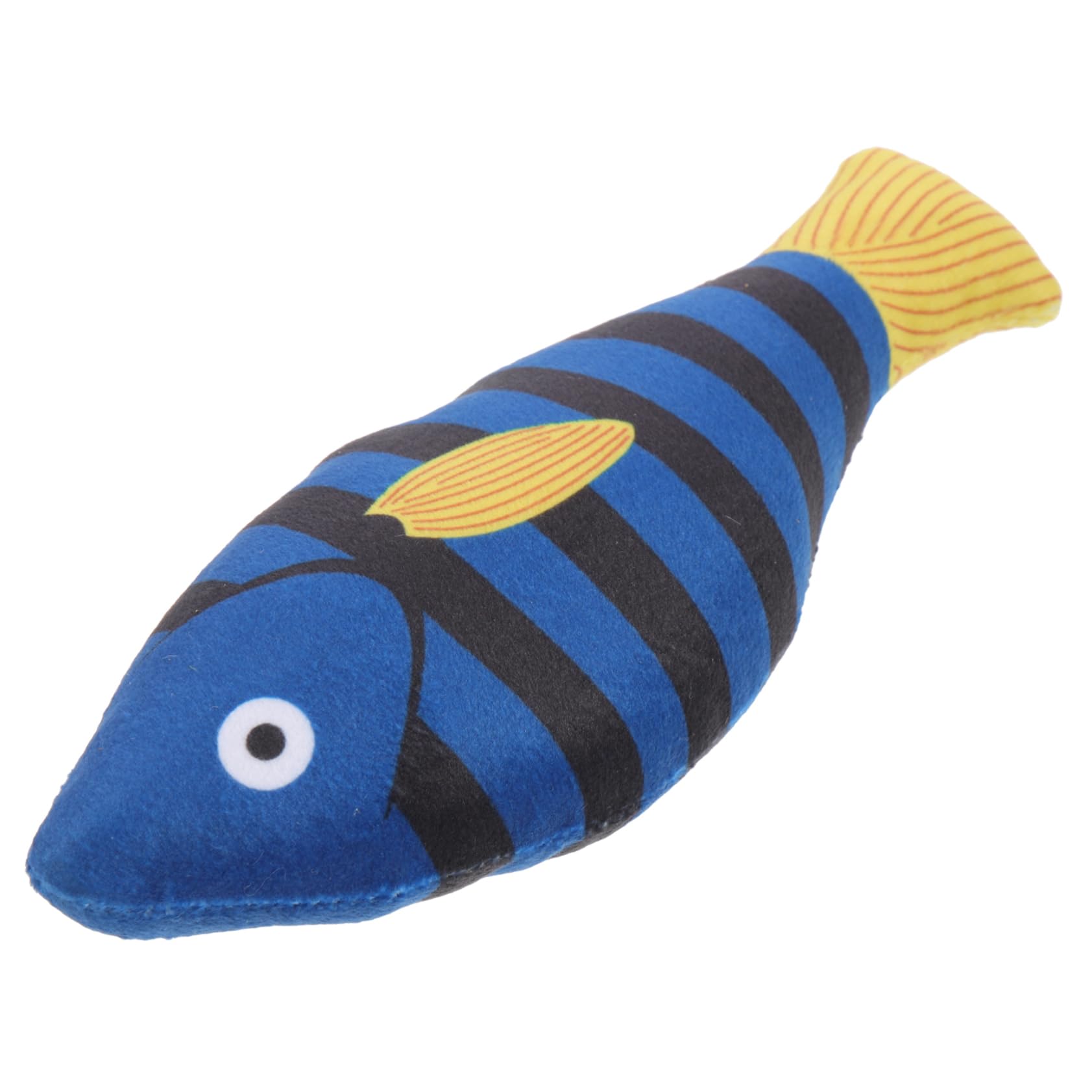 YARNOW Jouet Poisson-Chat à l'herbe à Chat Biologique Peluche Douce, Taille Moyenne, Bleu Rayé, pour Jeu Intérieur et Stimulation Dentaire, Convient aux Chatons et Chats Adultes