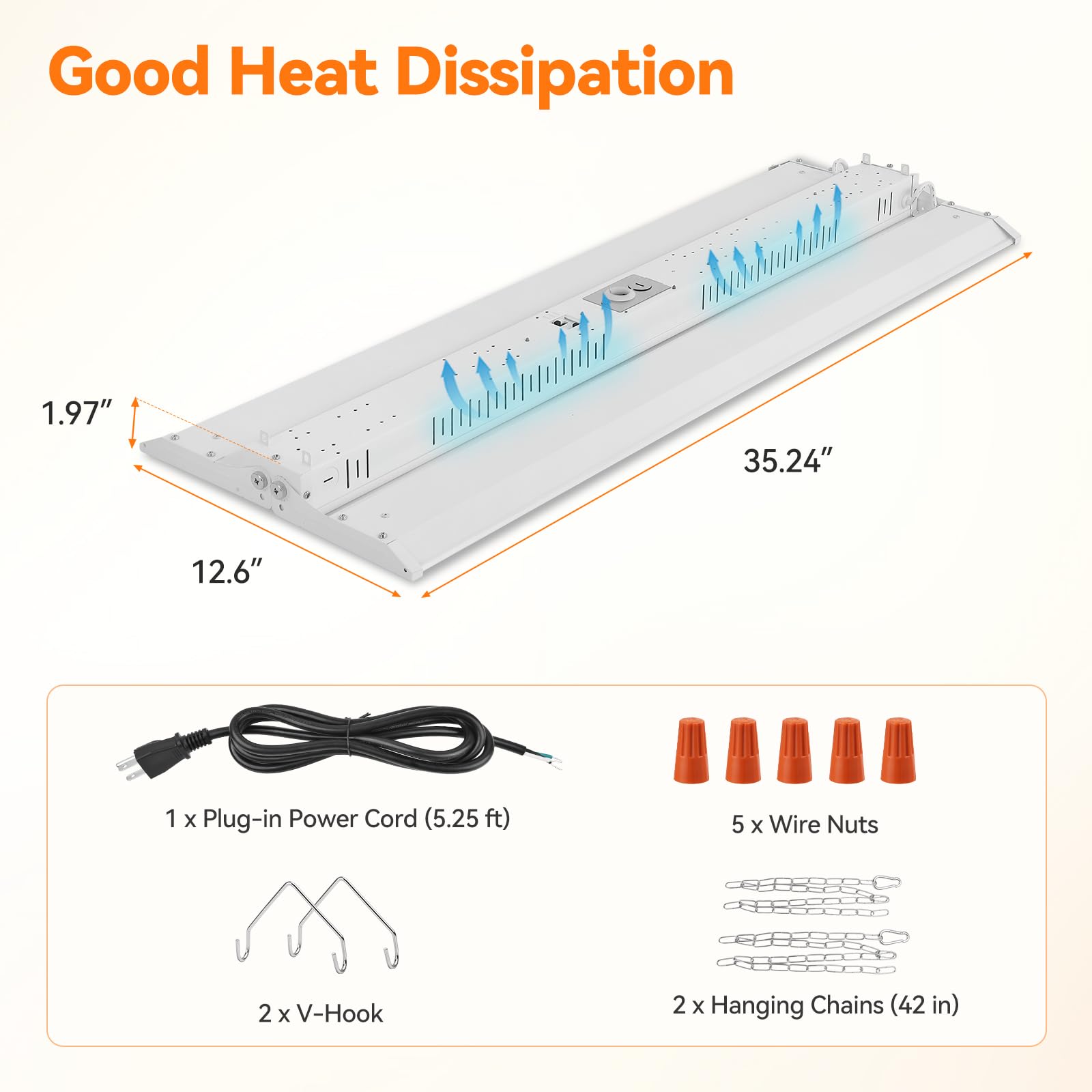 24-Pack 3FT 300W Linear High Bay Shop Lights 45000lm 6000K 5000K 4000K Switchable 0-10V dimmable 100-277V Adjustable Tilt — view 7