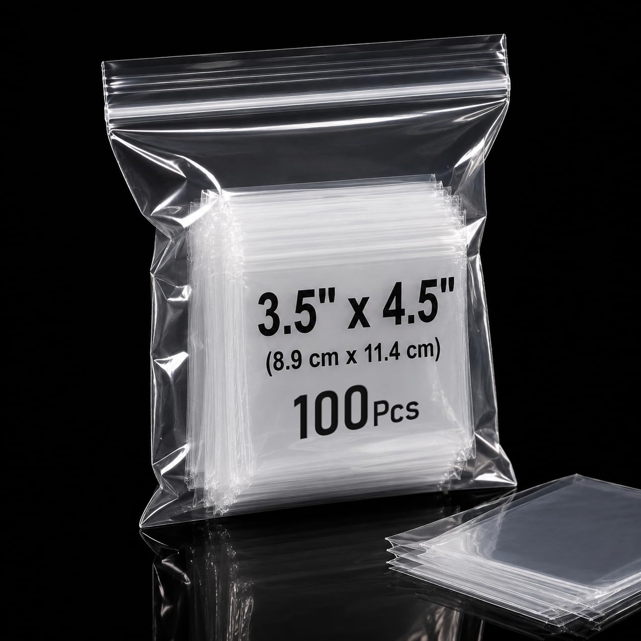 Clear Grip Seal Bags Sealable Pack of 100 Pcs 3.5x4.5"/8.9x11.4cm Ziplock Bags Reusable Polyethylene Transparent Food Storage Bags โ image 1