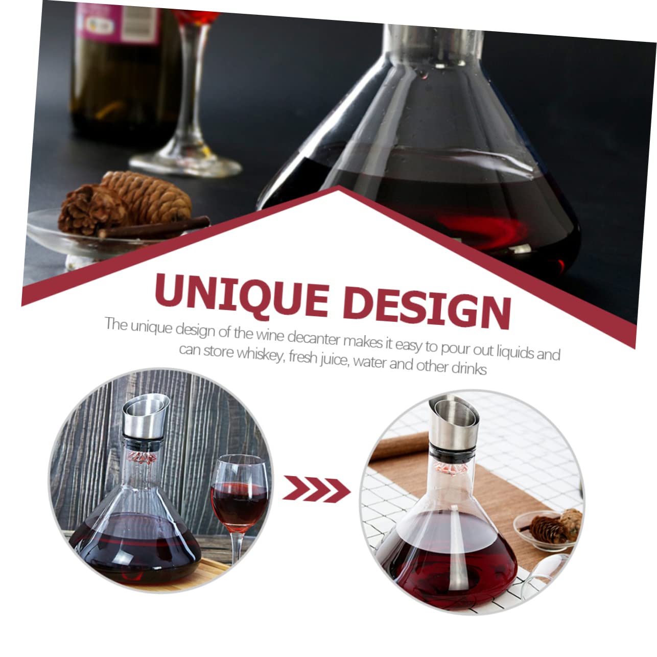 MAGICLULU Decanter per Vino Trasparente Divisore per Liquori Domestici Caraffa per Vino da Bar