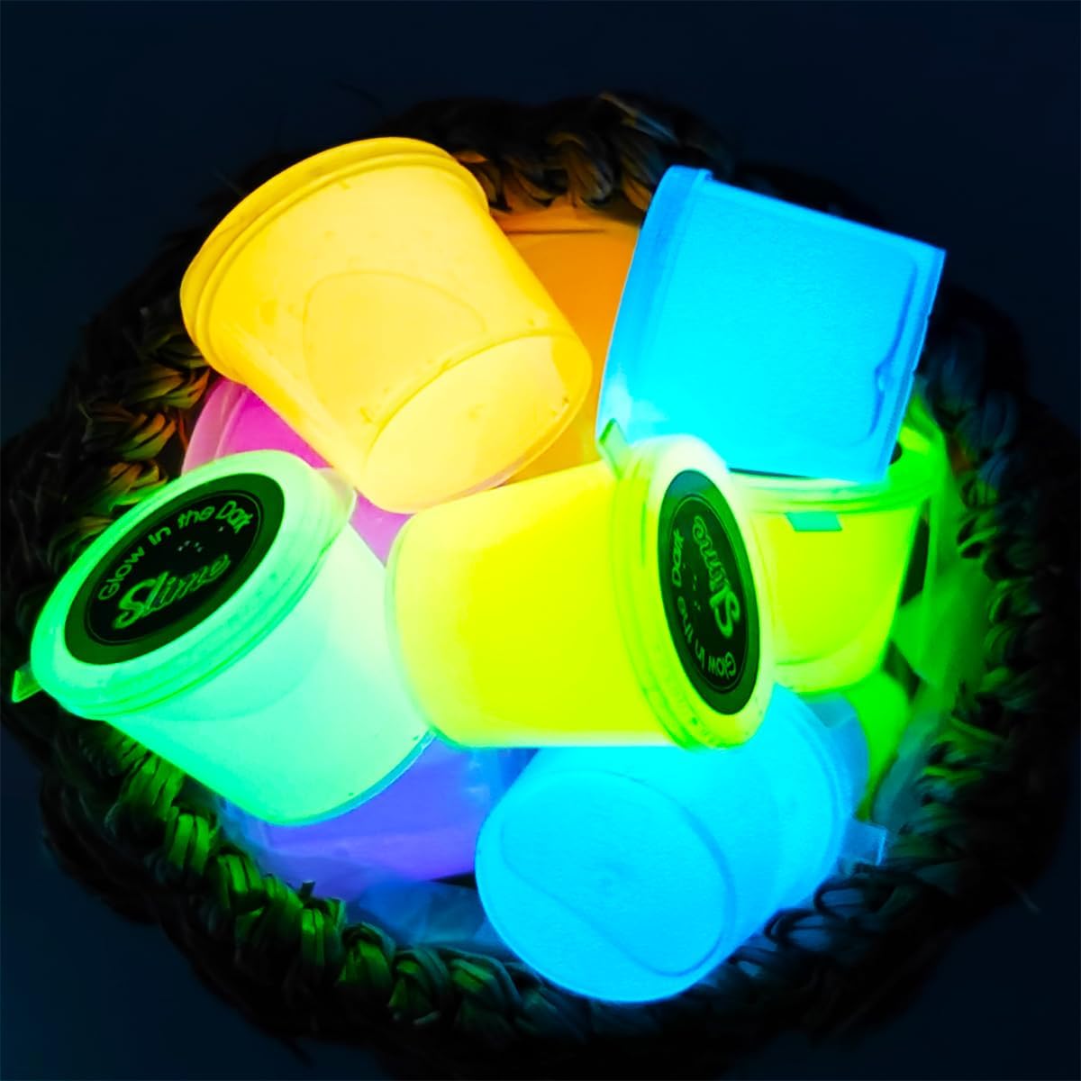 15 Pack Glow in The Dark Slime Kit, with Purple, Green, Blue, Orange and Yellow Etc, Galaxy Slime Favor for Child Birthday, Super Cute Girls Boys Stress Relief Toys