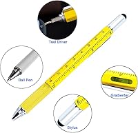Vista 5 de Multipalabra 6 en 1 herramienta multifunción bolígrafo con bolígrafo, regla, destornillador, una cabeza plana, bolígrafo de pantalla táctil, medidor