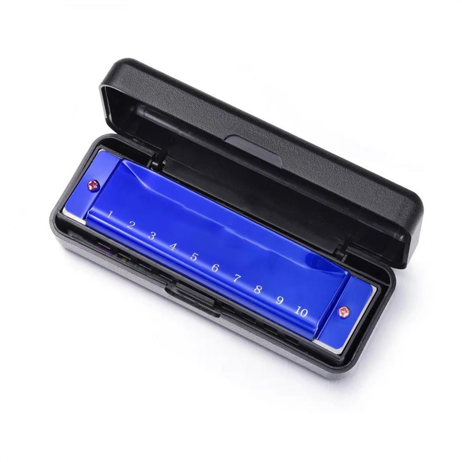 Strumento armonica blues a 10 fori con chiave C con custodia adatta per i principianti Armonica Per Principianti (Color : Blue)