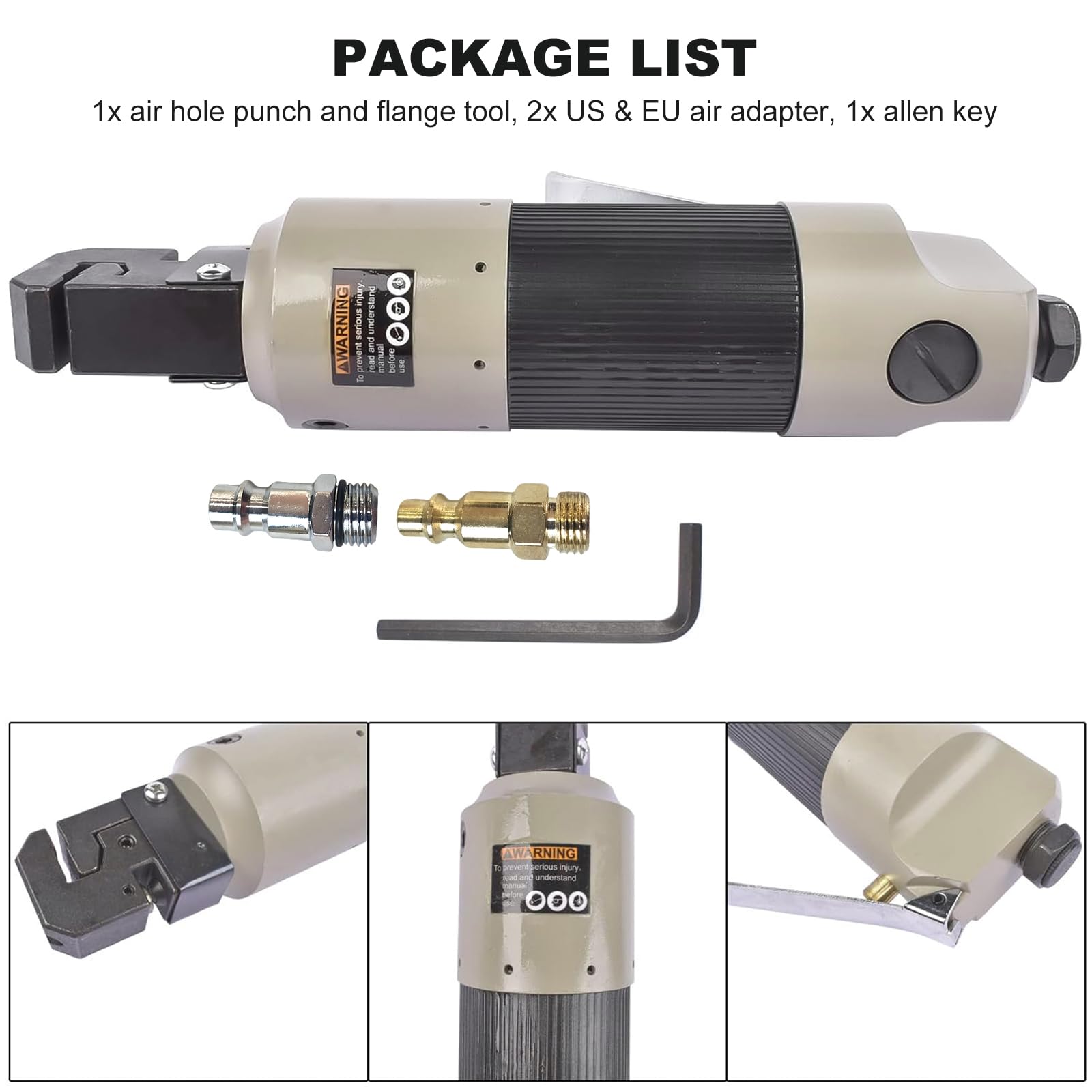 FreeTec 2 in 1 Ø5 mm Absetzzange Karosserie, Pneumatisches Loch und Absetzzange, Karosserie Abkantzange Lochzange Blech Blechzange Blechlocher Falzzange zum Lochen und Falzen für Auto Reparatur