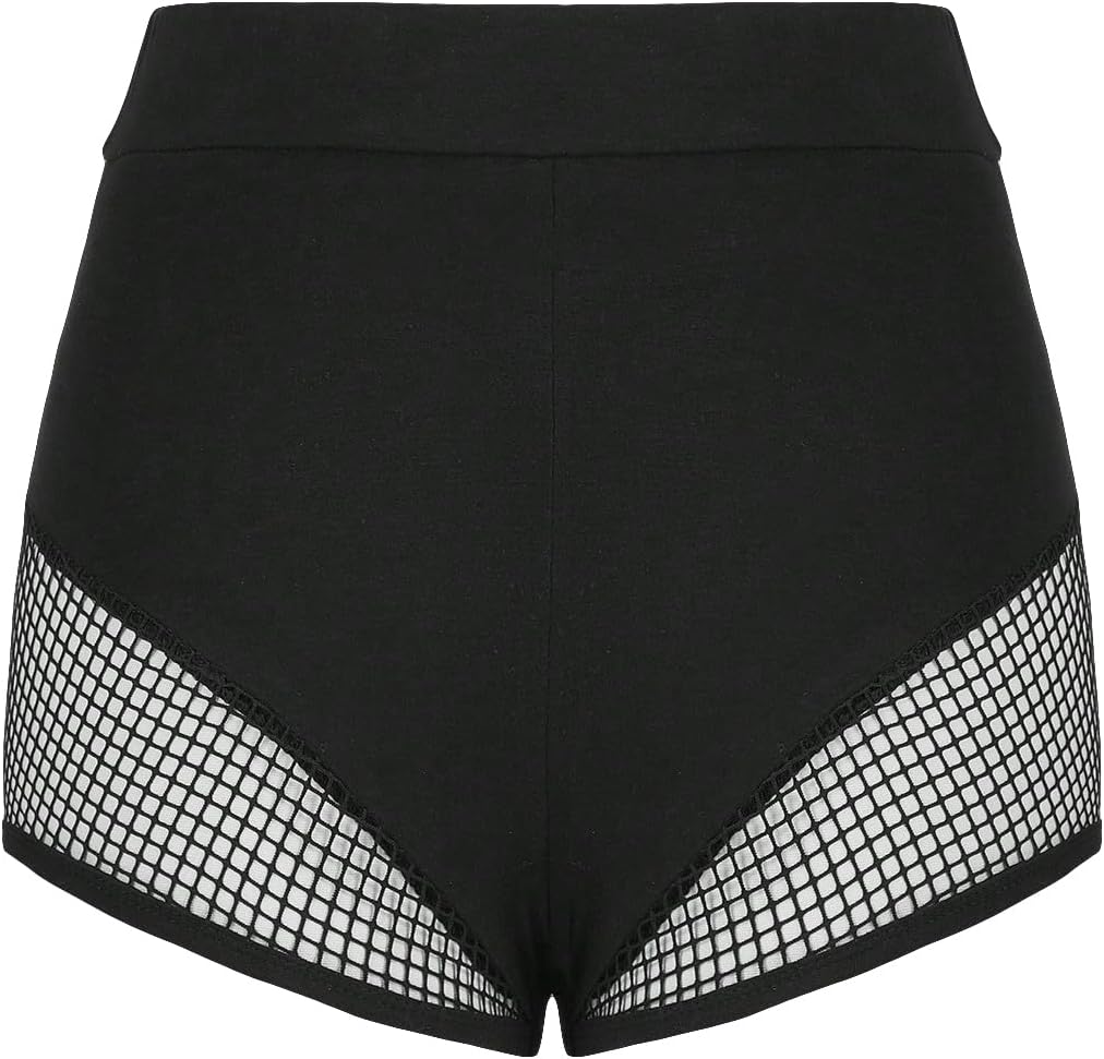SweatyRocks Women's Contrast Fishnet Mesh Ruched Butt Lifting High Waist Hot Shorts